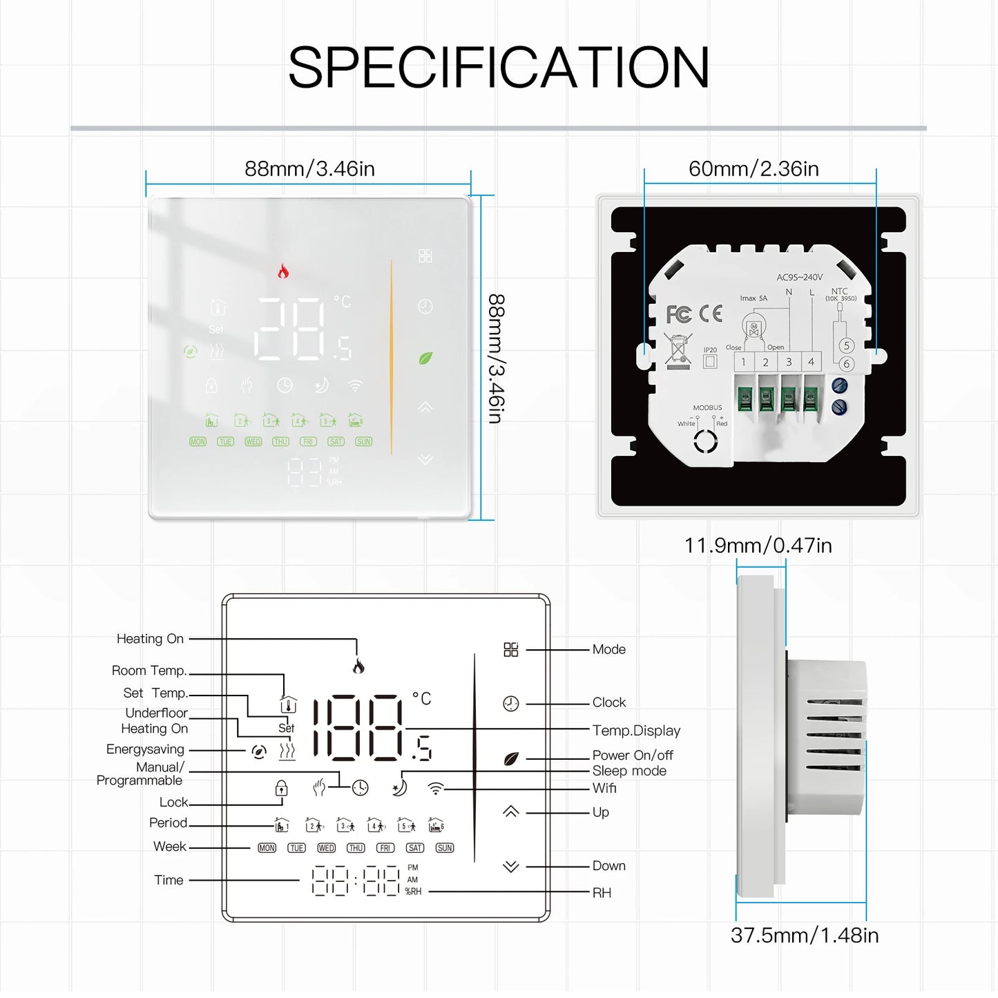 Premiumora Smart WiFi Thermostat – Digital Thermostat Radiator with Smart Heating Controls